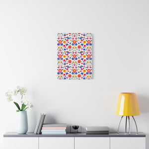 Mexican Floral Fiesta Pattern 020 - 18 in x 24 in Matte Canvas, Stretched, 1.25 in