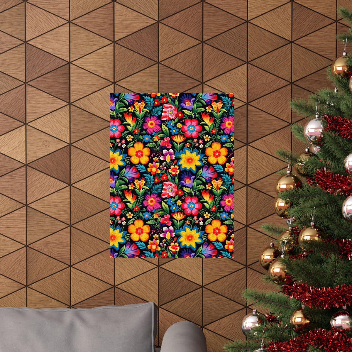 Mexican Floral Fiesta Pattern 030 - 18 in x 24 in Matte Poster
