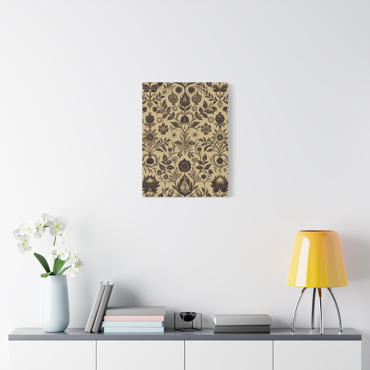 Folk Floral Pattern, Afghan Inspired 01 - 18 in x 24 in Matte Canvas, Stretched, 1.25 in