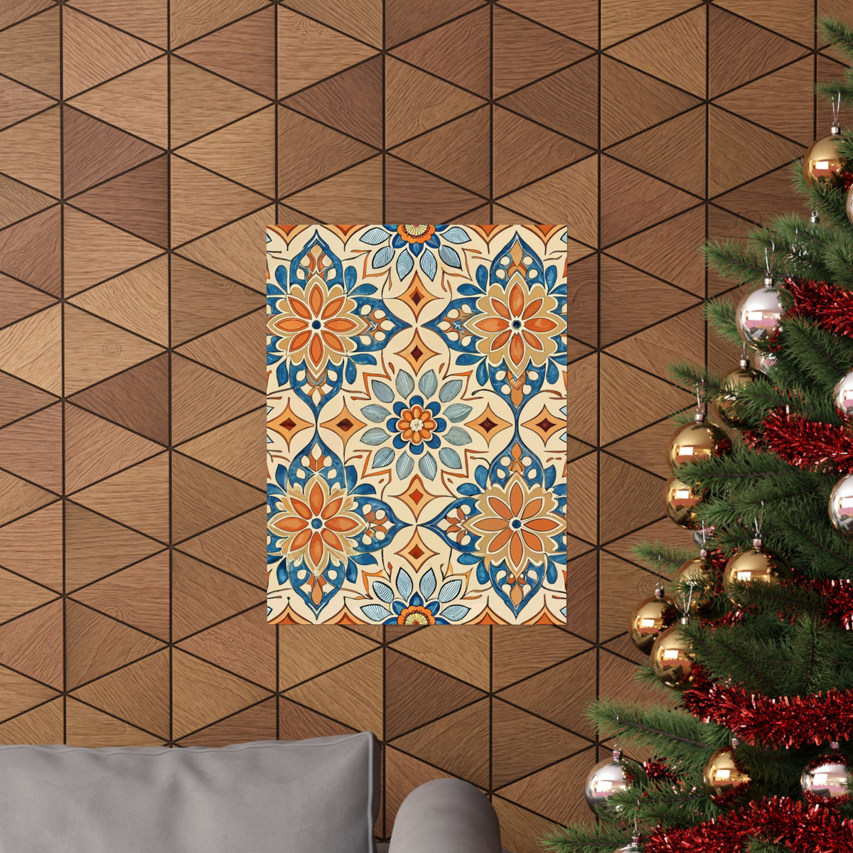 Folk Floral Pattern, Moroccan Inspired 08 - 18 in x 24 in Matte Poster