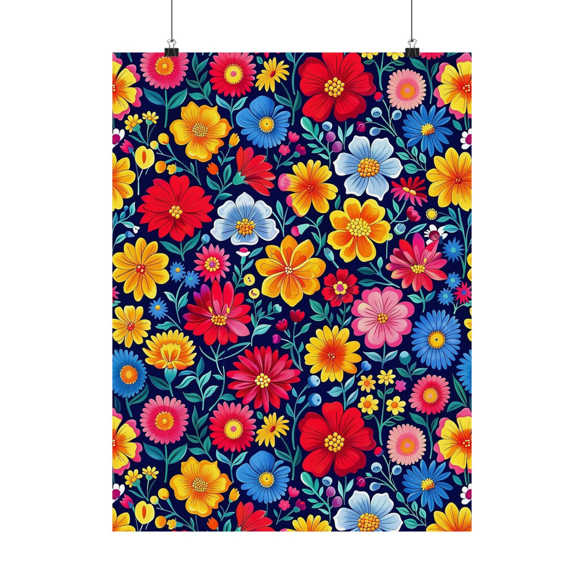Mexican Floral Fiesta Pattern 048 - 18 in x 24 in Matte Poster