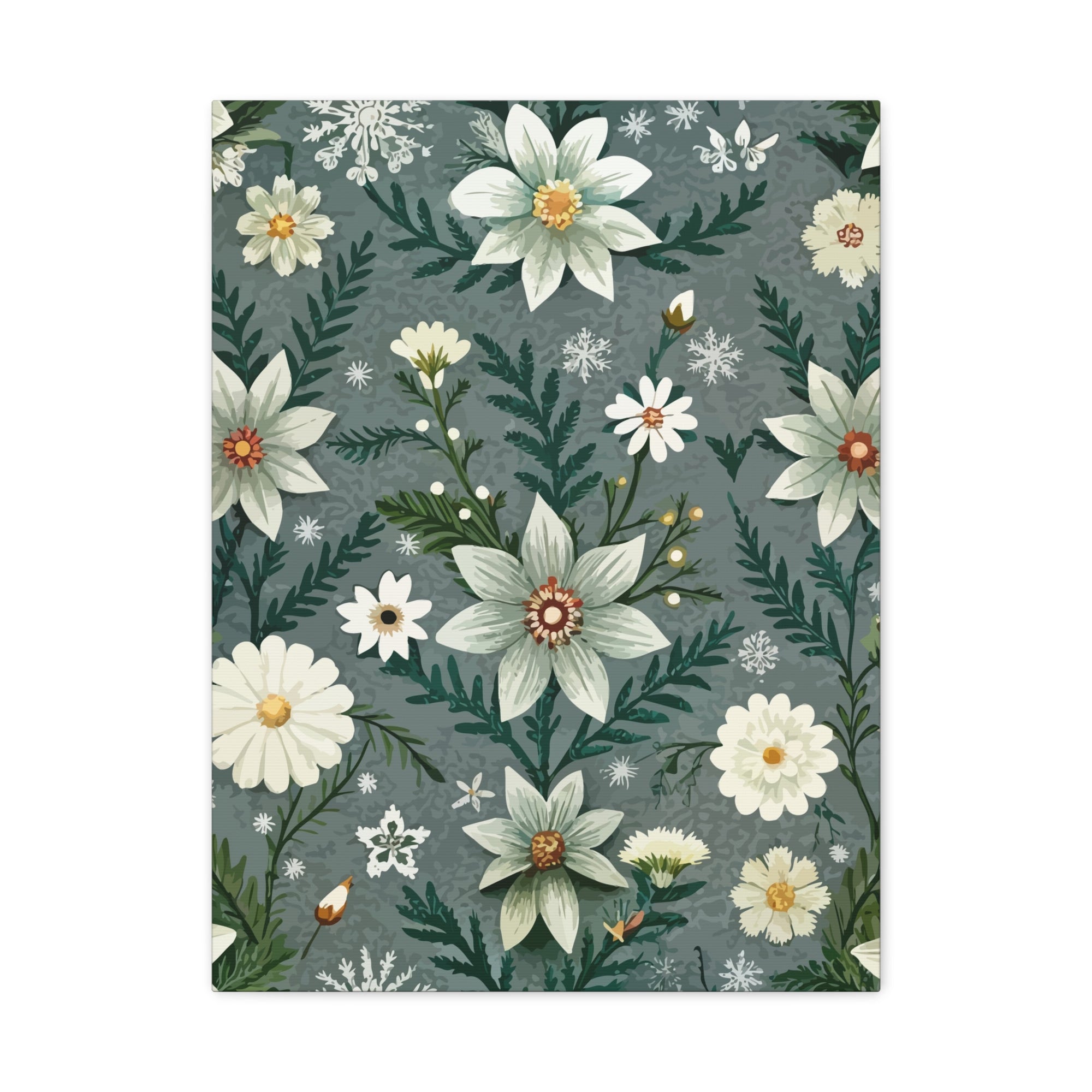Folk Floral Pattern, Alpine Inspired 06 - 18 in x 24 in Matte Canvas, Stretched, 1.25 in