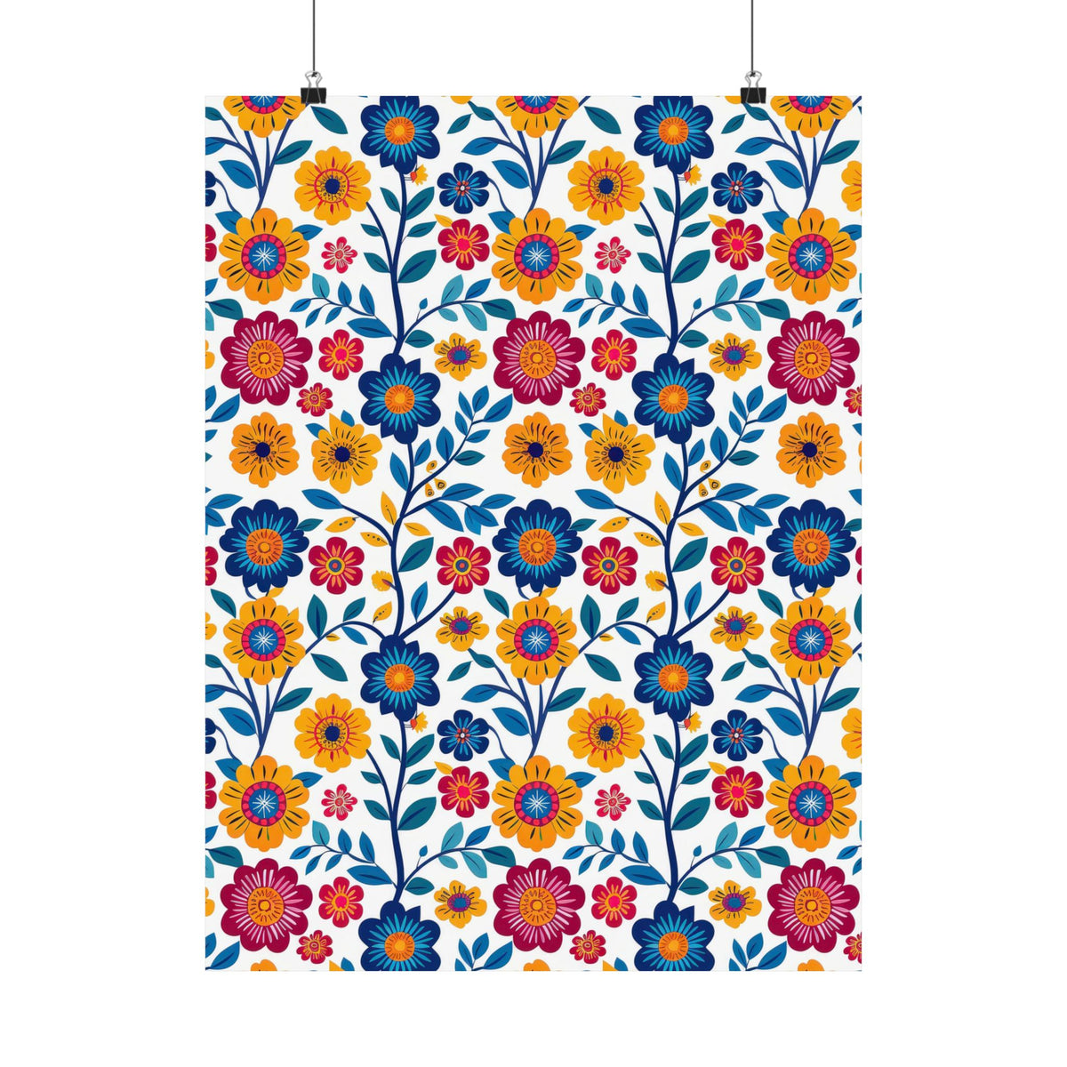 Mexican Floral Fiesta Pattern 002 - 18 in x 24 in Matte Poster