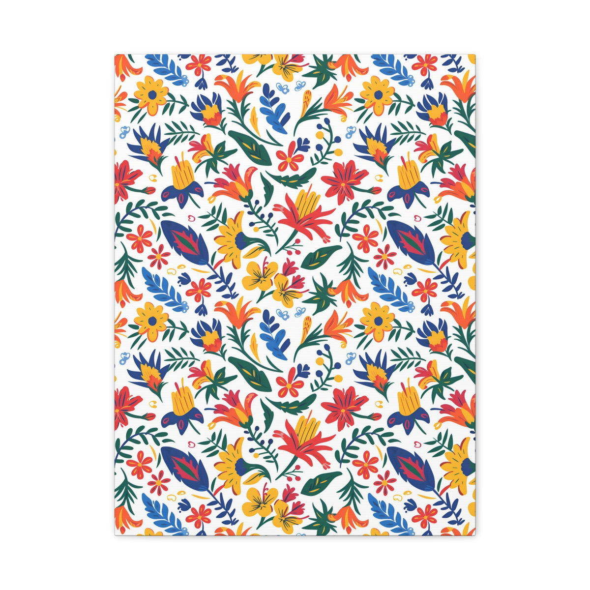 Mexican Floral Fiesta Pattern 021 - 18 in x 24 in Matte Canvas, Stretched, 1.25 in