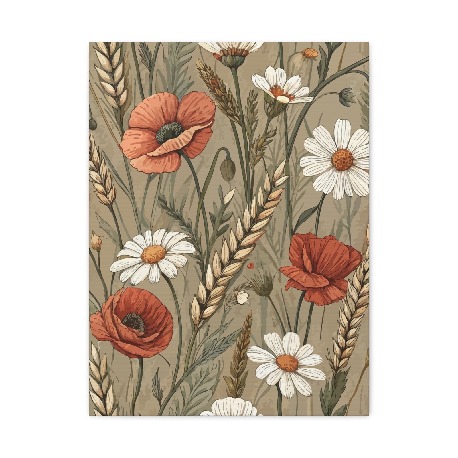 Wildflowers Pattern 142 - 18 in x 24 in Matte Canvas, Stretched, 1.25 in