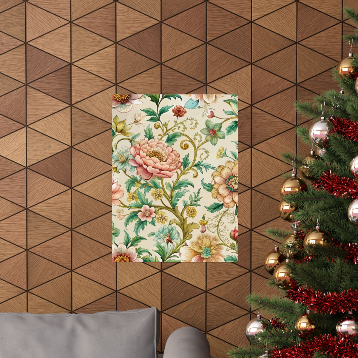 Folk Floral Pattern, Chinese Inspired 01 - 18 in x 24 in Matte Poster