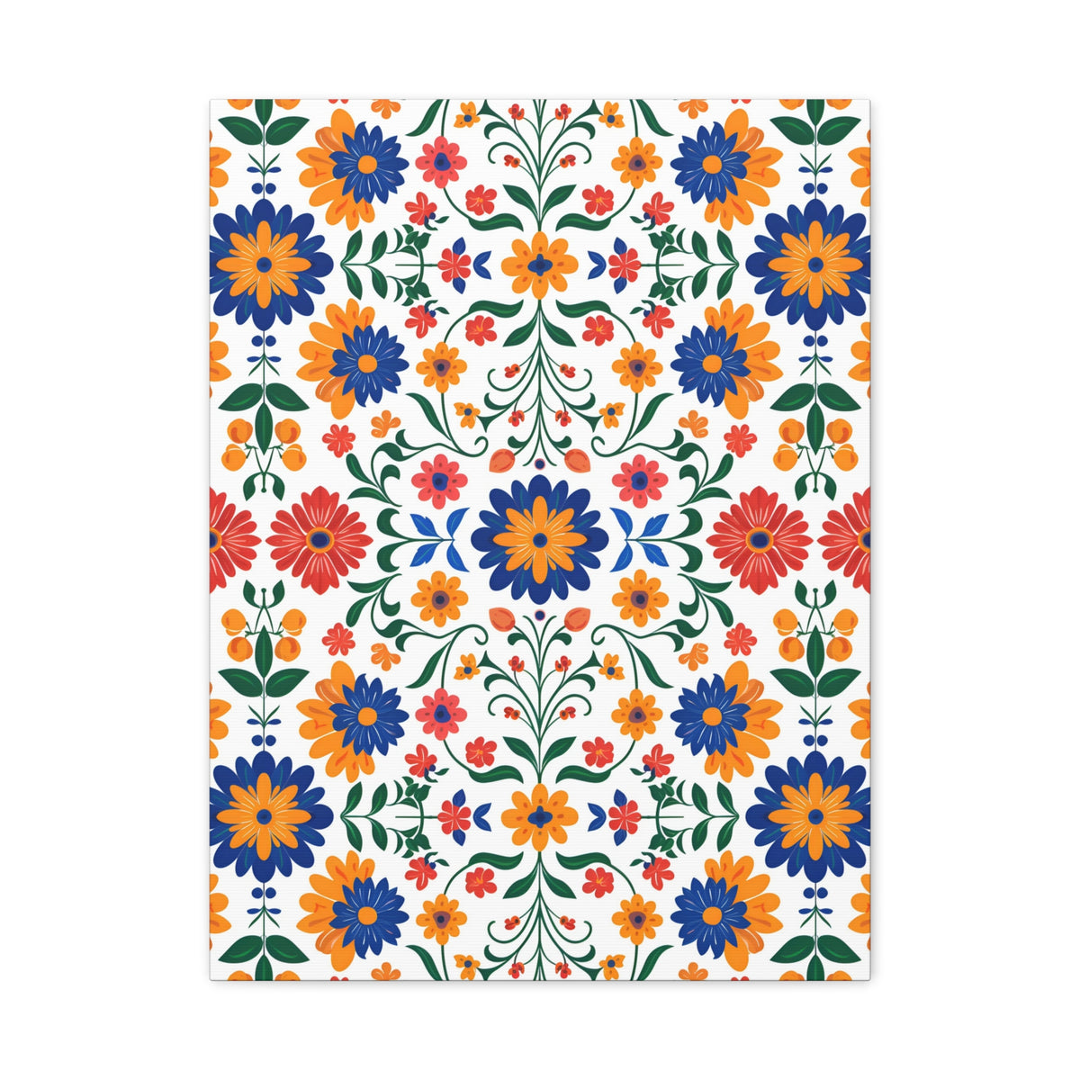 Mexican Floral Fiesta Pattern 016 - 18 in x 24 in Matte Canvas, Stretched, 1.25 in