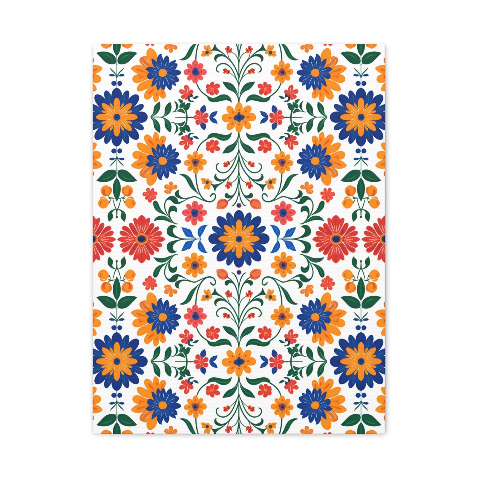 Mexican Floral Fiesta Pattern 016 - 18 in x 24 in Matte Canvas, Stretched, 1.25 in