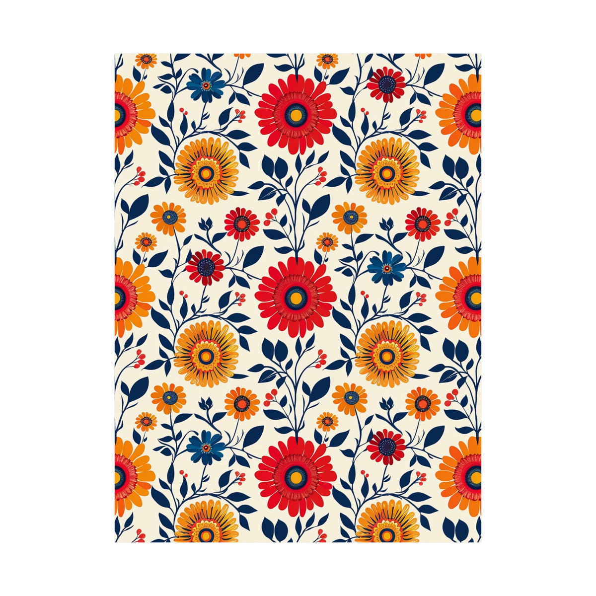 Mexican Floral Fiesta Pattern 040 - 18 in x 24 in Matte Poster