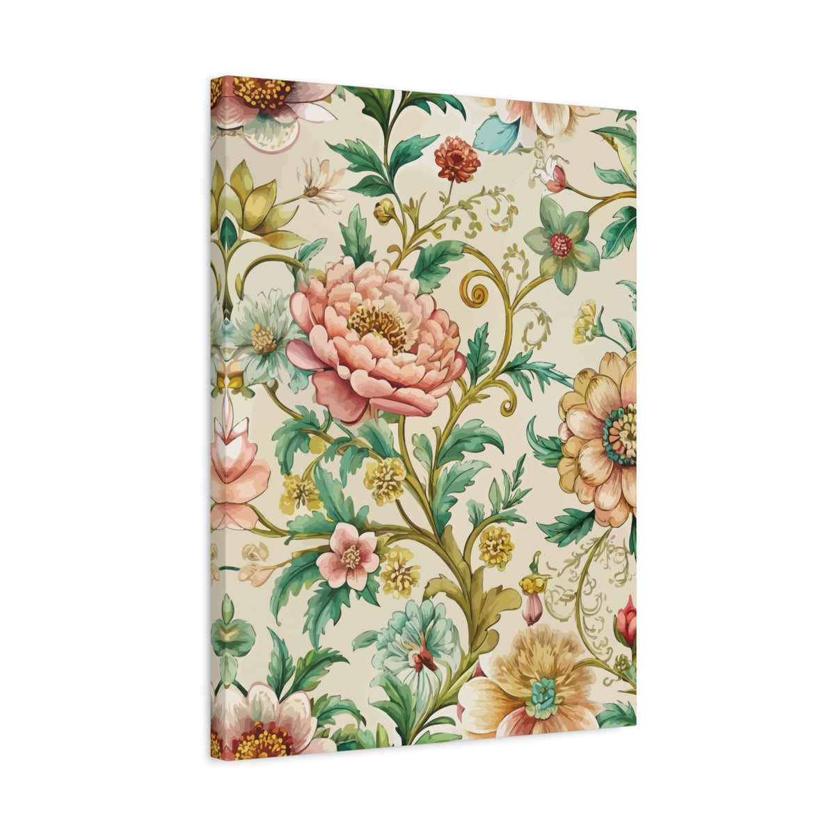 Folk Floral Pattern, Chinese Inspired 01 - 18 in x 24 in Matte Canvas, Stretched, 1.25 in