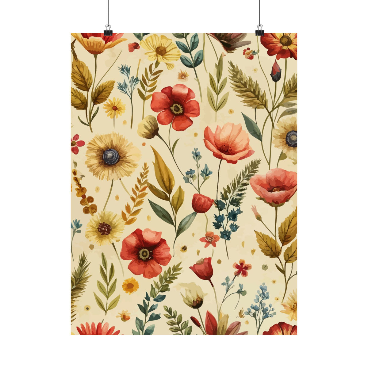 Folk Floral Pattern, Czech Inspired 02 - 18 in x 24 in Matte Poster