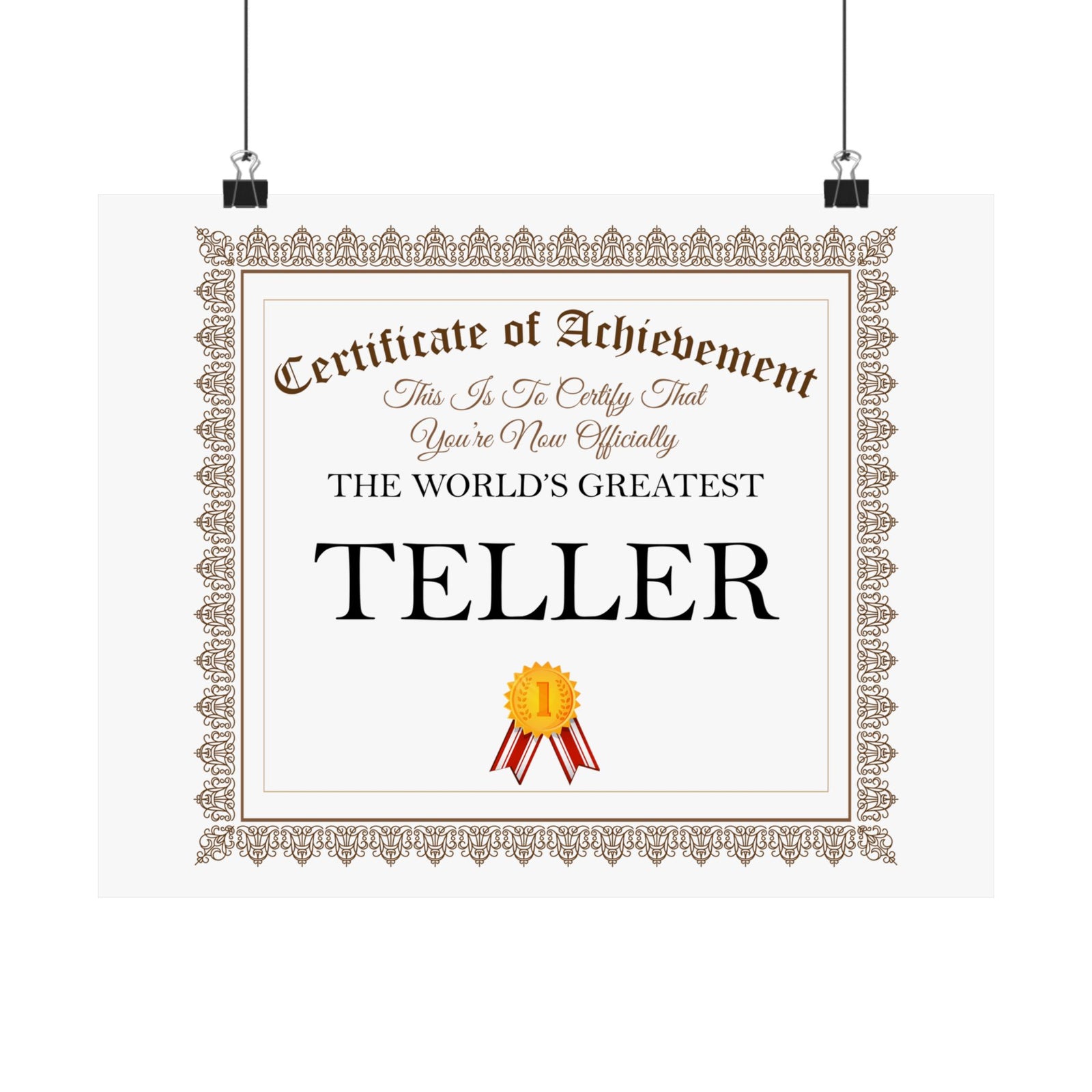 World's Greatest Teller - 14 in x 11 in Matte Poster