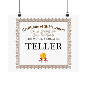World's Greatest Teller - 14 in x 11 in Matte Poster