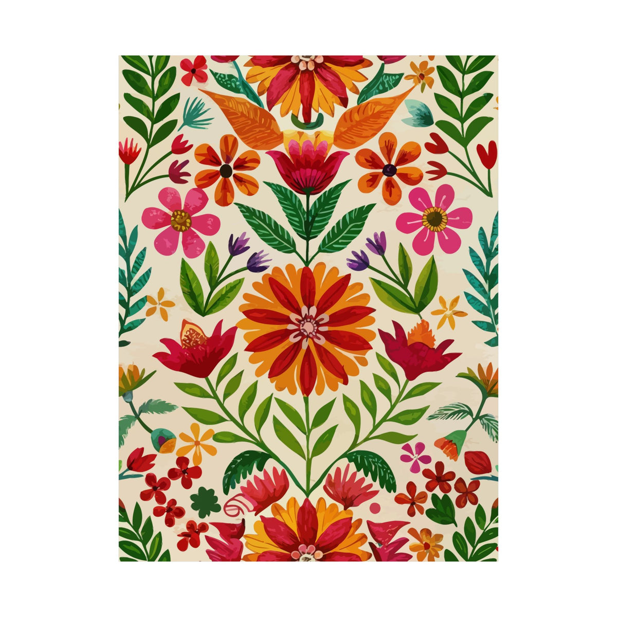 Folk Floral Pattern, Mexican Inspired 04 - 18 in x 24 in Matte Poster