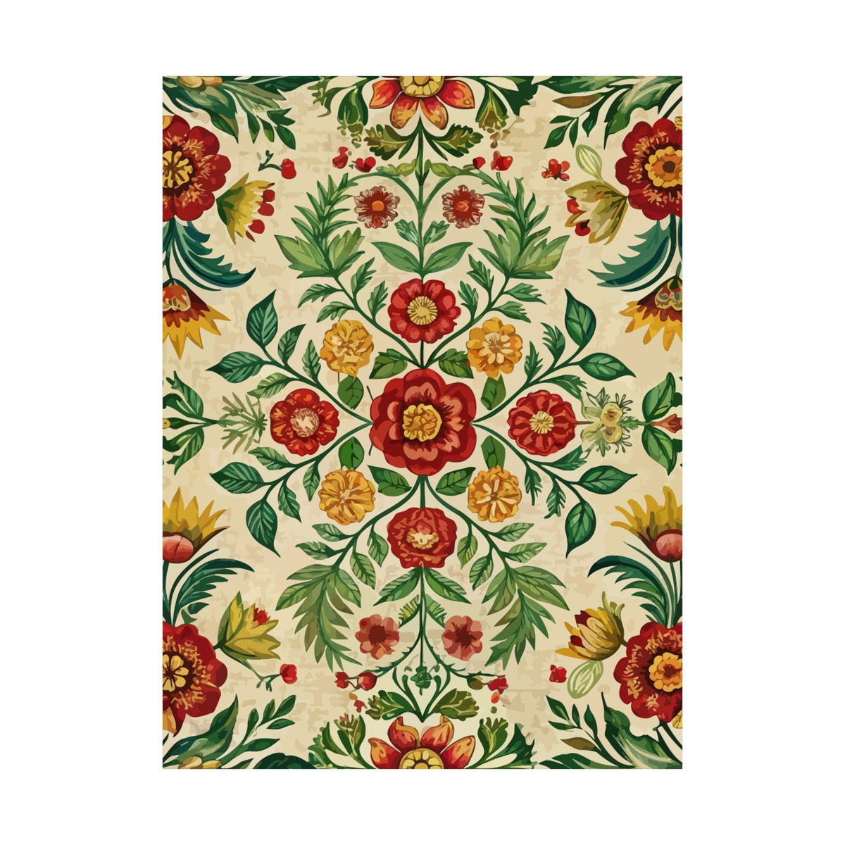 Folk Floral Pattern, Romanian Inspired 05 - 18 in x 24 in Matte Poster