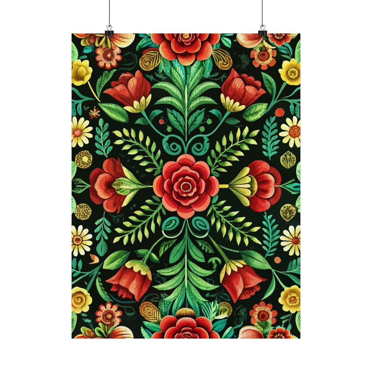 Folk Floral Pattern, Hungarian Inspired 06 - 18 in x 24 in Matte Poster