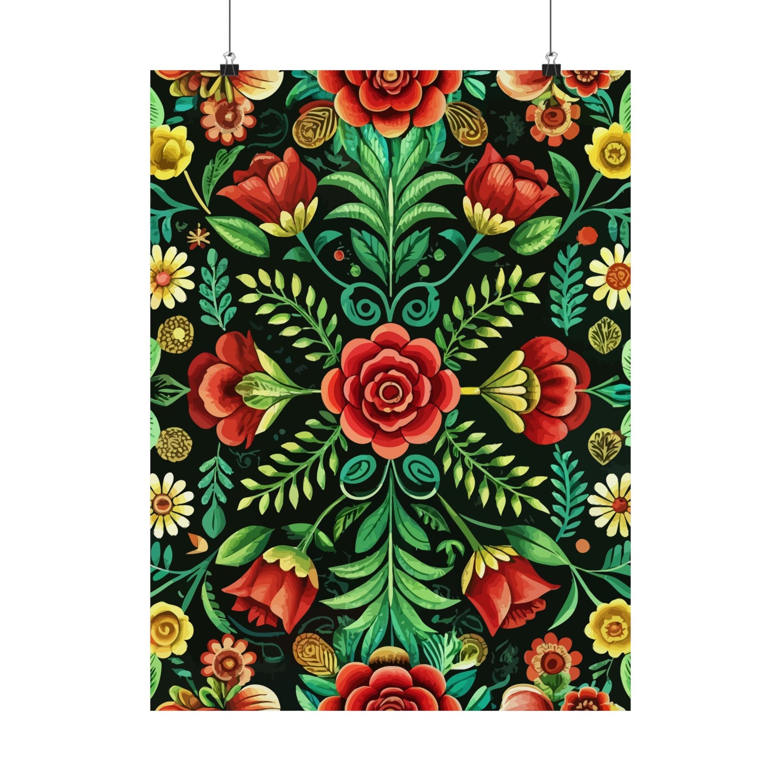 Folk Floral Pattern, Hungarian Inspired 06 - 18 in x 24 in Matte Poster