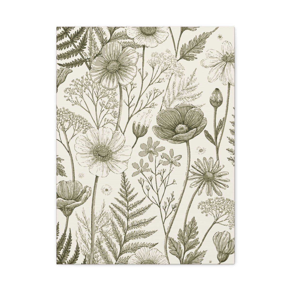 Wildflowers Pattern 149 - 18 in x 24 in Matte Canvas, Stretched, 1.25 in