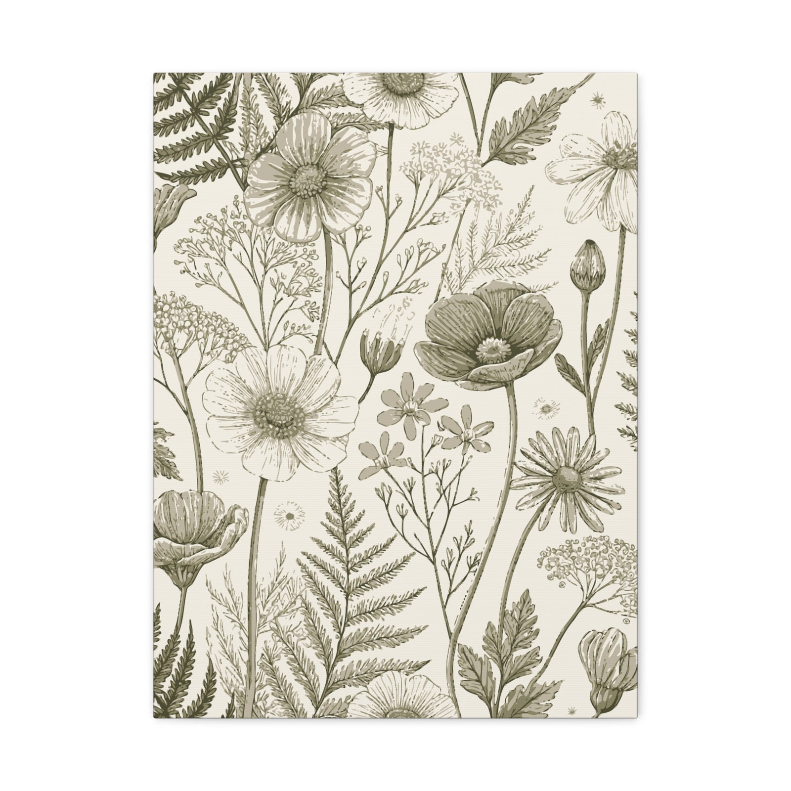 Wildflowers Pattern 149 - 18 in x 24 in Matte Canvas, Stretched, 1.25 in