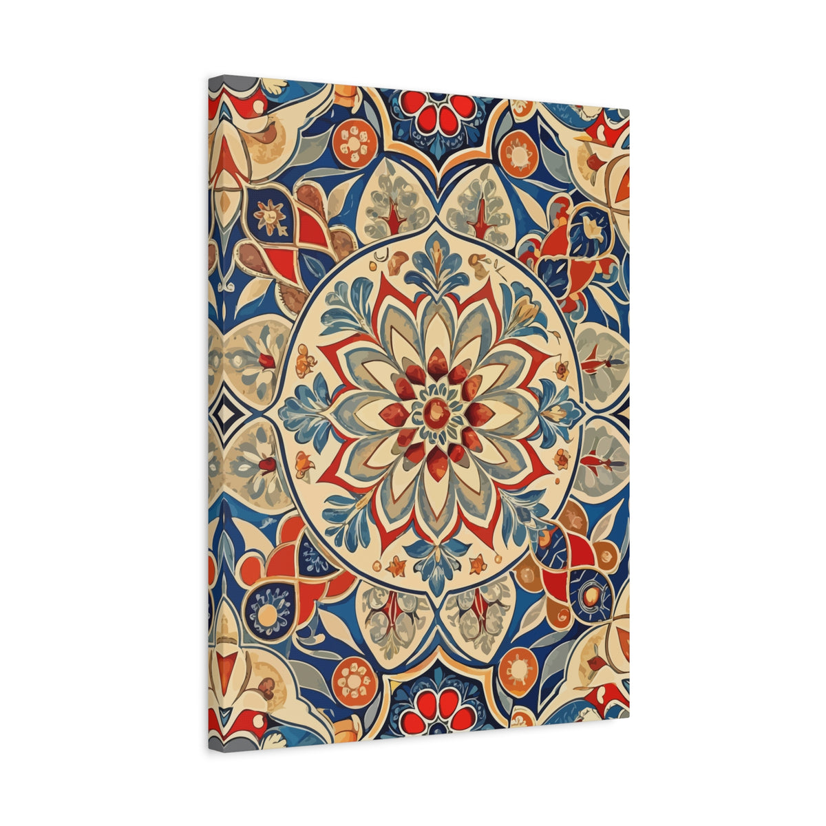 Folk Floral Pattern, Moroccan Inspired 01 - 18 in x 24 in Matte Canvas, Stretched, 1.25 in