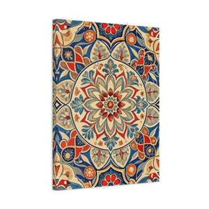Folk Floral Pattern, Moroccan Inspired 01 - 18 in x 24 in Matte Canvas, Stretched, 1.25 in