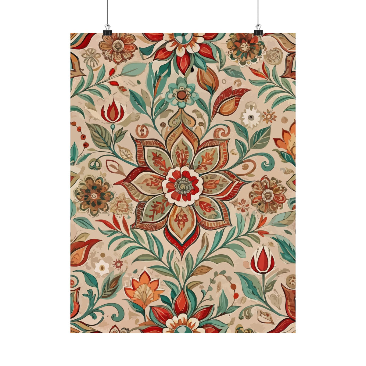 Folk Floral Pattern, Moroccan Inspired 03 - 18 in x 24 in Matte Poster