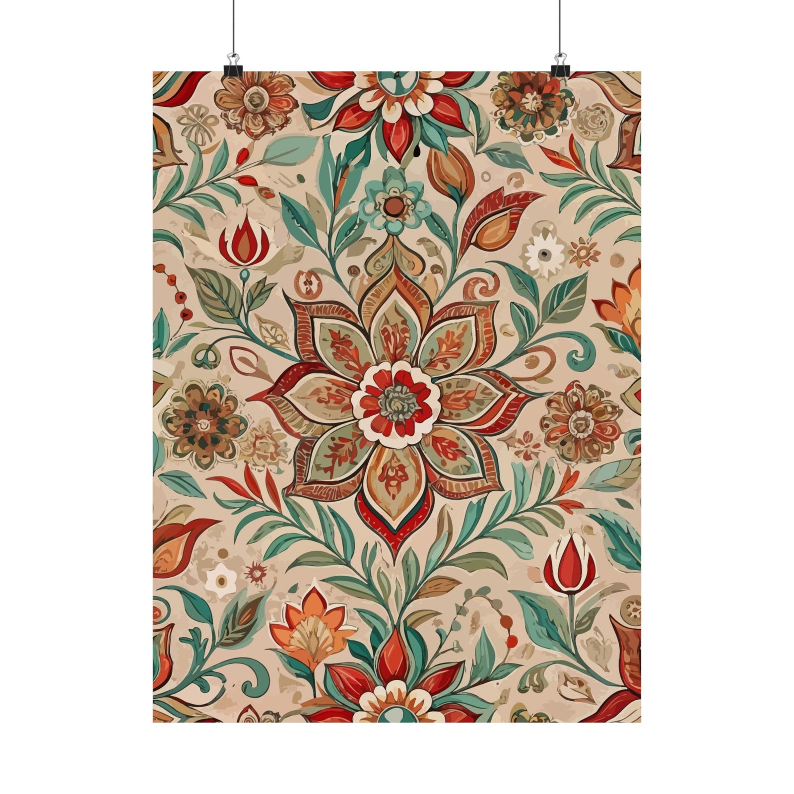 Folk Floral Pattern, Moroccan Inspired 03 - 18 in x 24 in Matte Poster