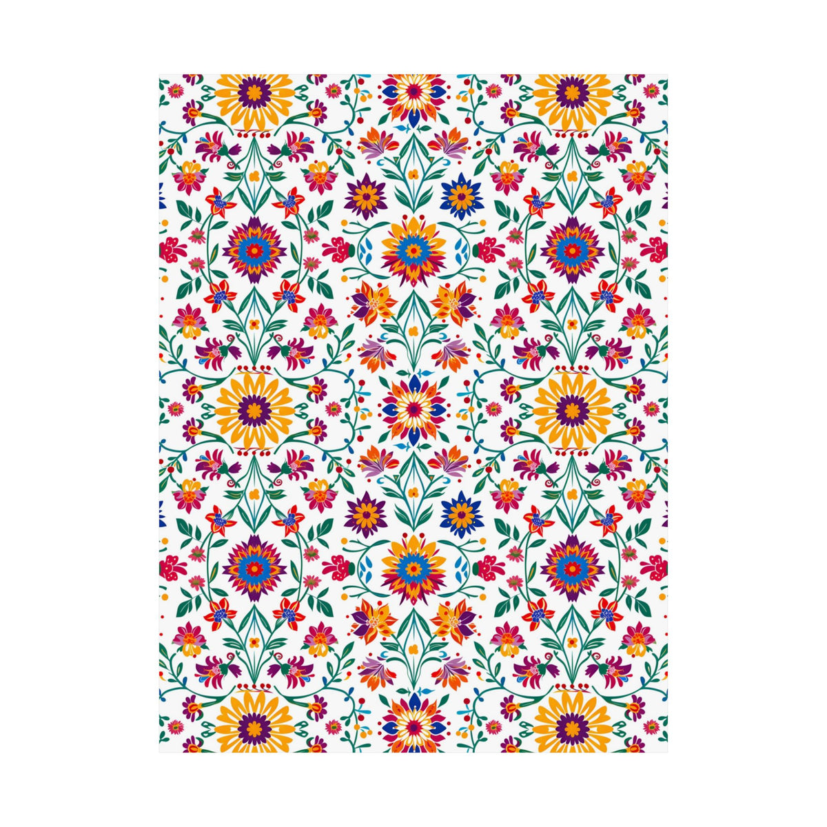 Mexican Floral Fiesta Pattern 027 - 18 in x 24 in Matte Poster