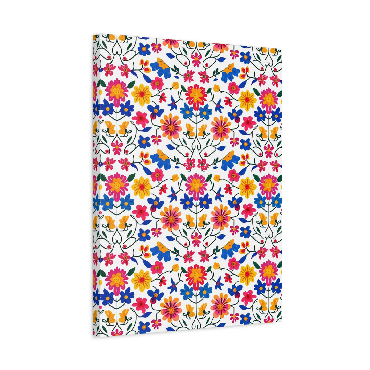 Mexican Floral Fiesta Pattern 020 - 18 in x 24 in Matte Canvas, Stretched, 1.25 in