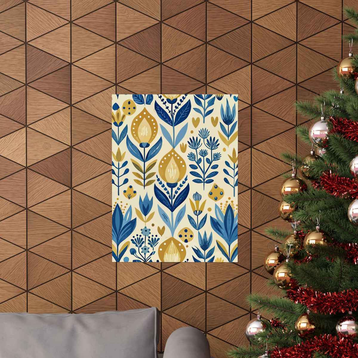 Folk Floral Pattern, Scandinavian Inspired 03 - 18 in x 24 in Matte Poster