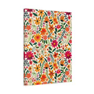 Mexican Floral Fiesta Pattern 004 - 18 in x 24 in Matte Canvas, Stretched, 1.25 in