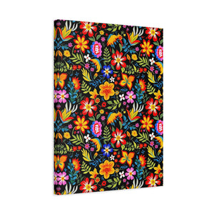 Mexican Floral Fiesta Pattern 037 - 18 in x 24 in Matte Canvas, Stretched, 1.25 in