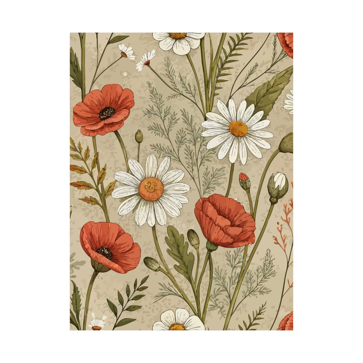 Wildflowers Pattern 135 - 18 in x 24 in Matte Poster