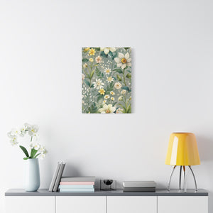 Folk Floral Pattern, Alpine Inspired 02 - 18 in x 24 in Matte Canvas, Stretched, 1.25 in