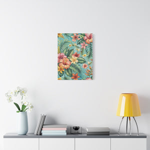 Folk Floral Pattern, Balinese Inspired 01 - 18 in x 24 in Matte Canvas, Stretched, 1.25 in