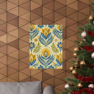 Folk Floral Pattern, Scandinavian Inspired 05 - 18 in x 24 in Matte Poster
