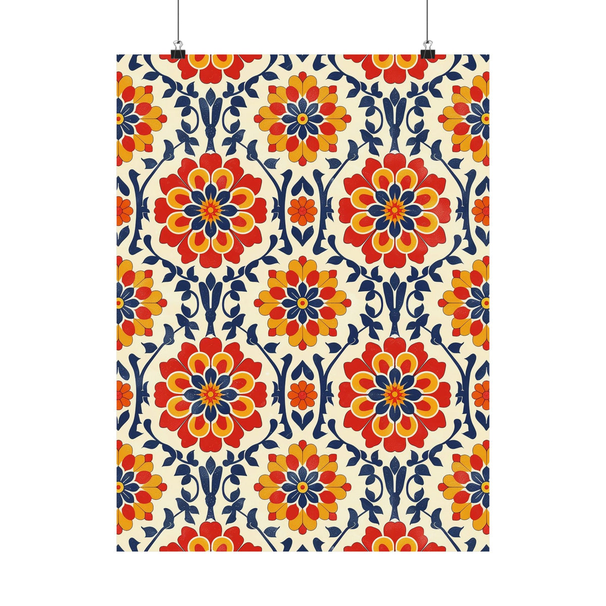 Mexican Floral Fiesta Pattern 047 - 18 in x 24 in Matte Poster
