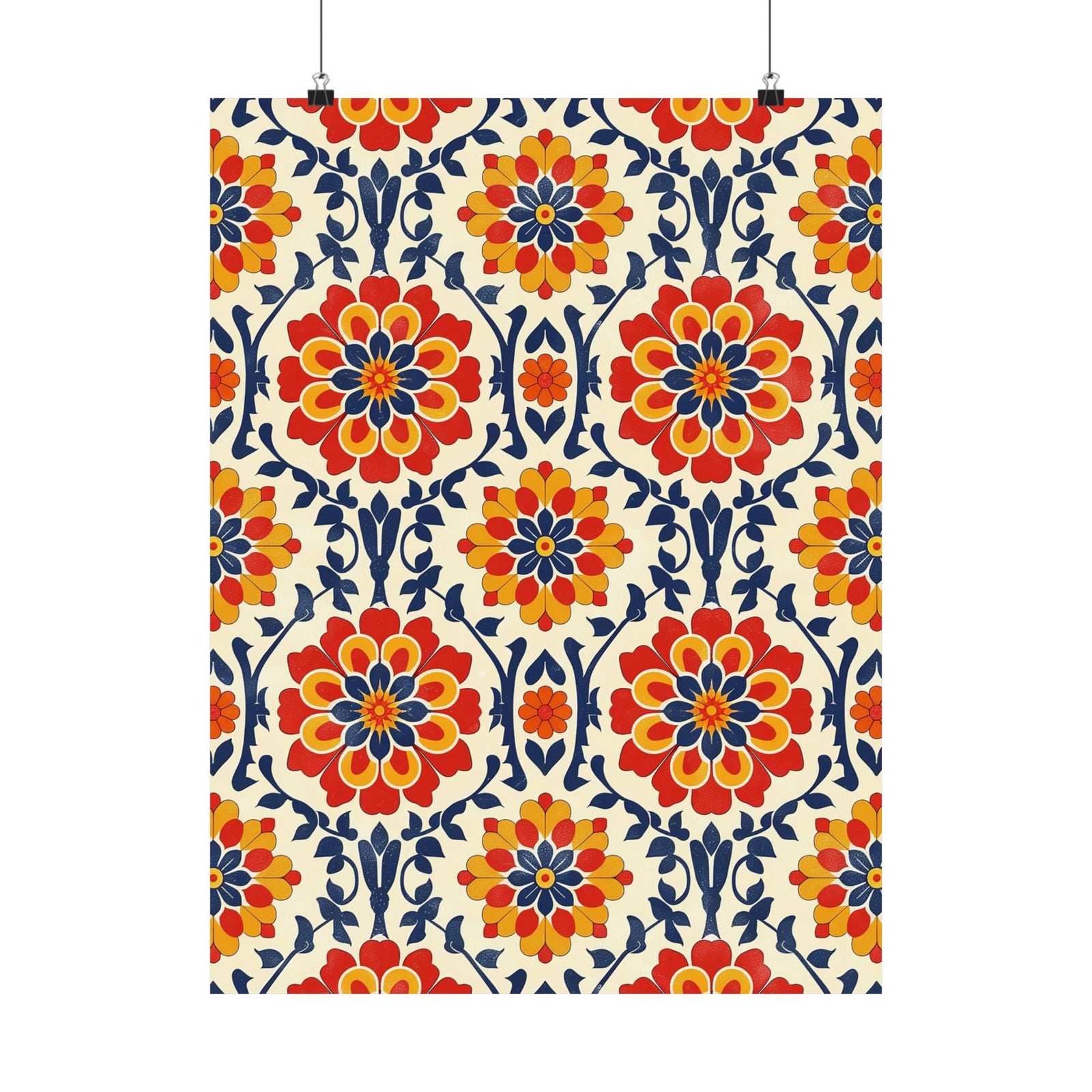 Mexican Floral Fiesta Pattern 047 - 18 in x 24 in Matte Poster