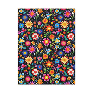 Mexican Floral Fiesta Pattern 028 - 18 in x 24 in Matte Canvas, Stretched, 1.25 in
