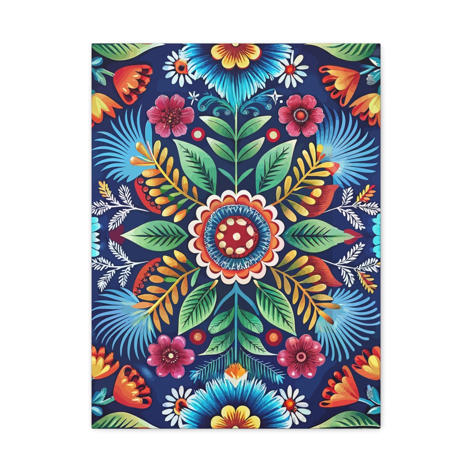 Folk Floral Pattern, Polish Inspired 03 - 18 in x 24 in Matte Canvas, Stretched, 1.25 in
