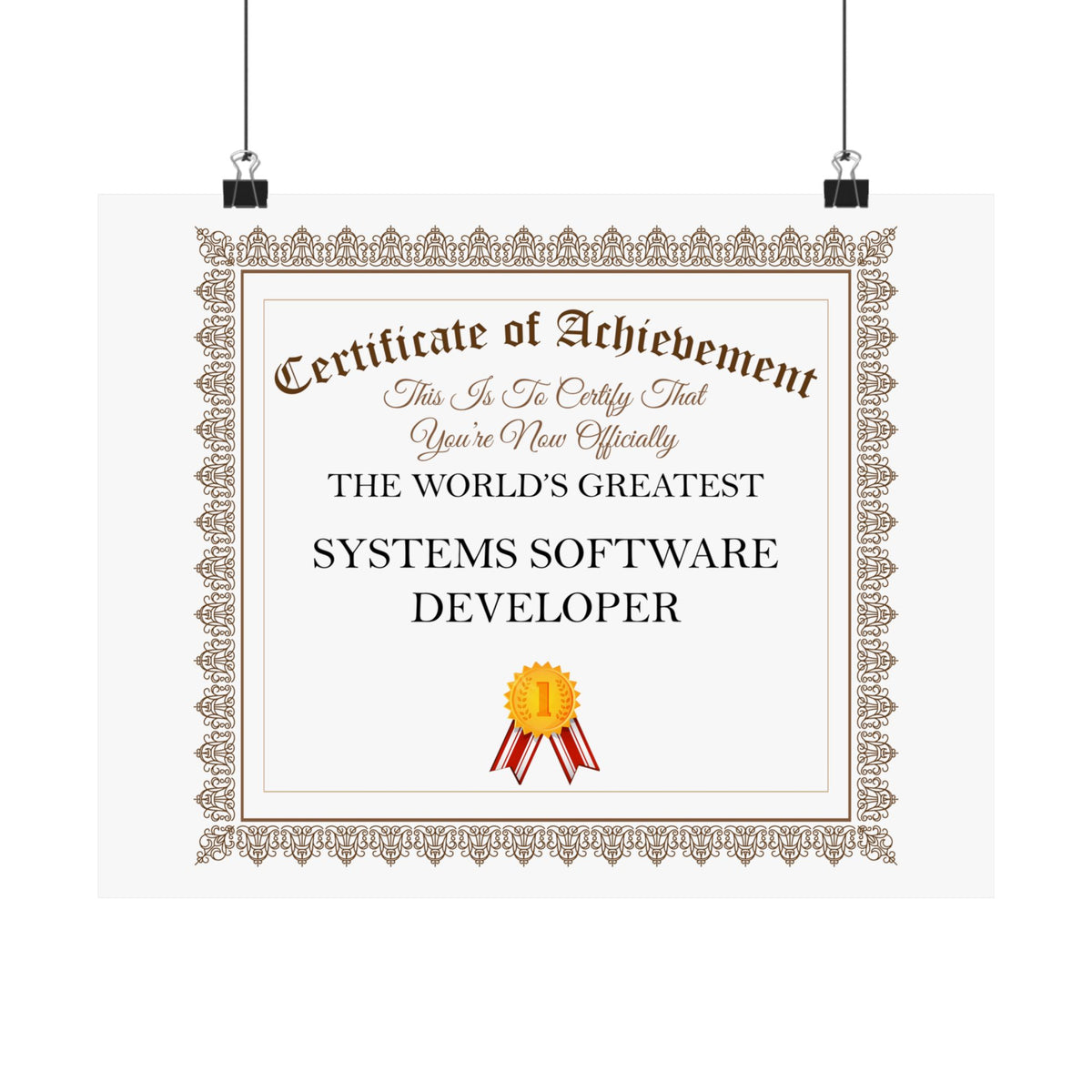 World's Greatest Systems Software Developer - 14 in x 11 in Matte Poster