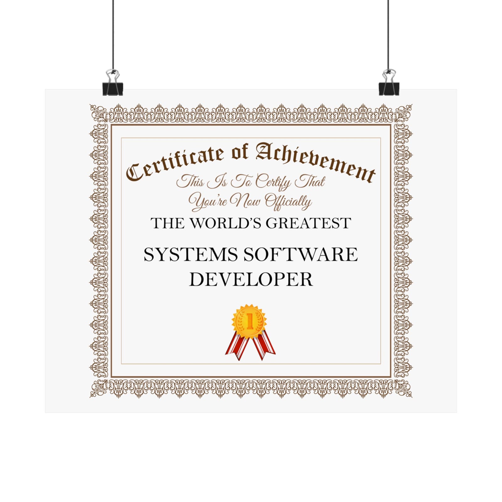 World's Greatest Systems Software Developer - 14 in x 11 in Matte Poster
