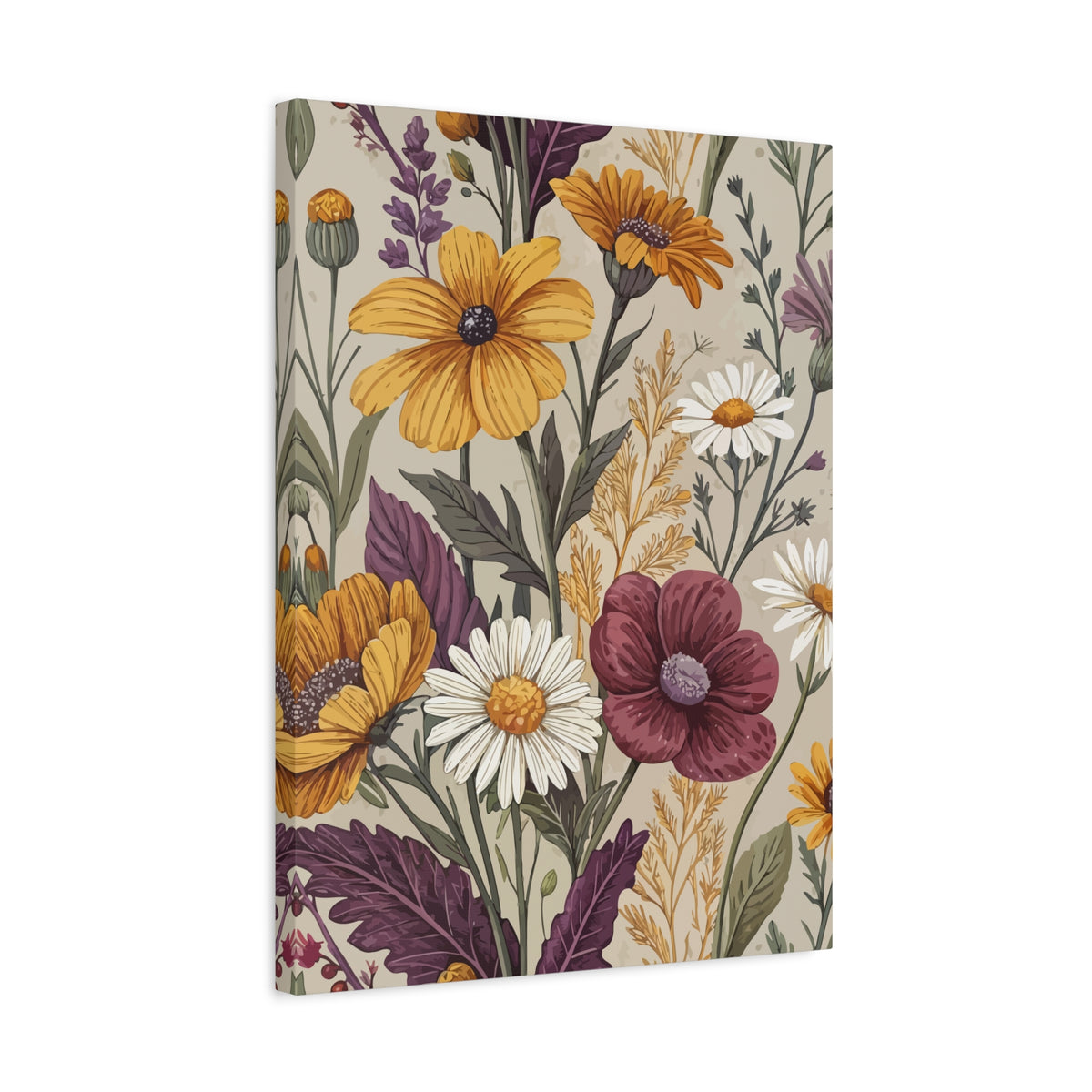 Wildflowers Pattern 027 - 18 in x 24 in Matte Canvas, Stretched, 1.25 in