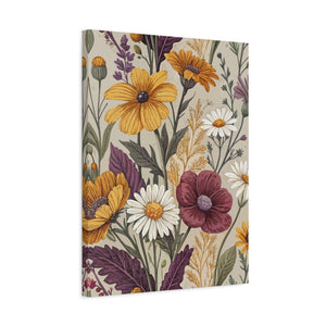 Wildflowers Pattern 027 - 18 in x 24 in Matte Canvas, Stretched, 1.25 in