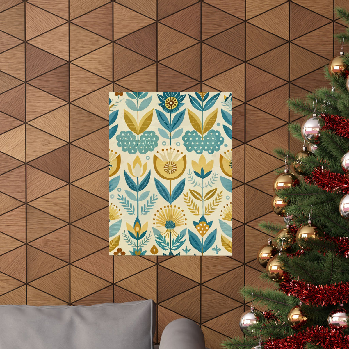 Folk Floral Pattern, Scandinavian Inspired 07 - 18 in x 24 in Matte Poster