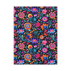 Mexican Floral Fiesta Pattern 057 - 18 in x 24 in Matte Canvas, Stretched, 1.25 in