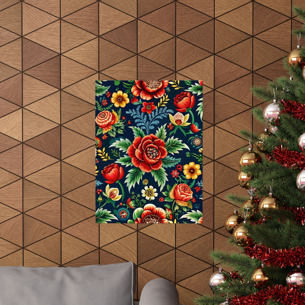 Folk Floral Pattern, Romanian Inspired 01 - 18 in x 24 in Matte Poster