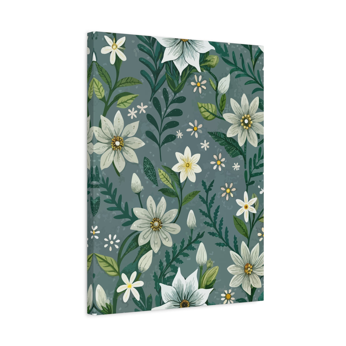 Folk Floral Pattern, Alpine Inspired 05 - 18 in x 24 in Matte Canvas, Stretched, 1.25 in