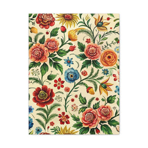 Folk Floral Pattern, Romanian Inspired 03 - 18 in x 24 in Matte Canvas, Stretched, 1.25 in