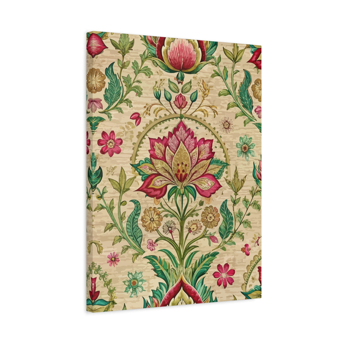 Folk Floral Pattern, Indian Inspired 02 - 18 in x 24 in Matte Canvas, Stretched, 1.25 in